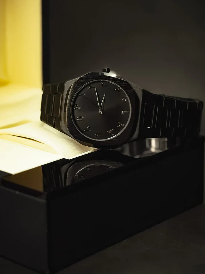 Global Cart™-Black Arabic Aura Watch (Stainless Steel)